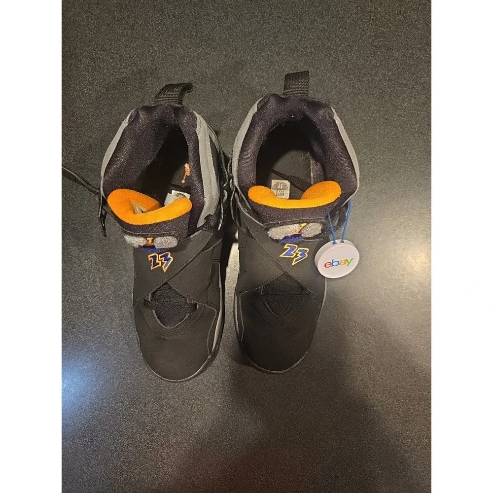 Nike Air Jordan 8 Retro Suns GS 5Y, 6.5W Black Orange Blue 305368-043 Clean